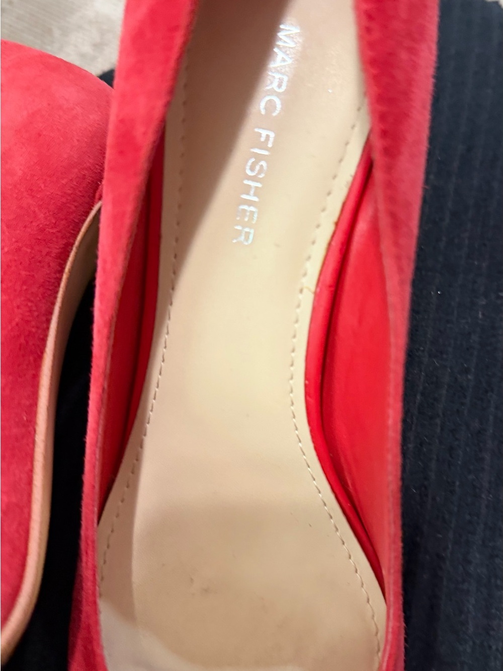 Marc Fisher Red Suede Pointed-Toe Pump